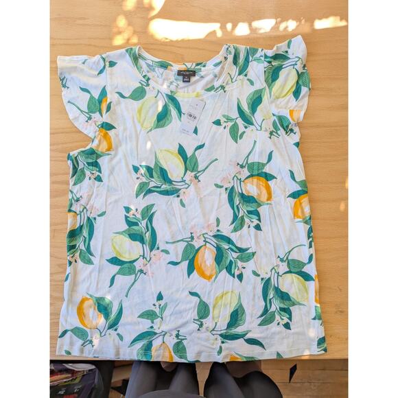 Ann Taylor Women's Shirt XL Citrus Print, Round Neck, NWT - Picture 1 of 7